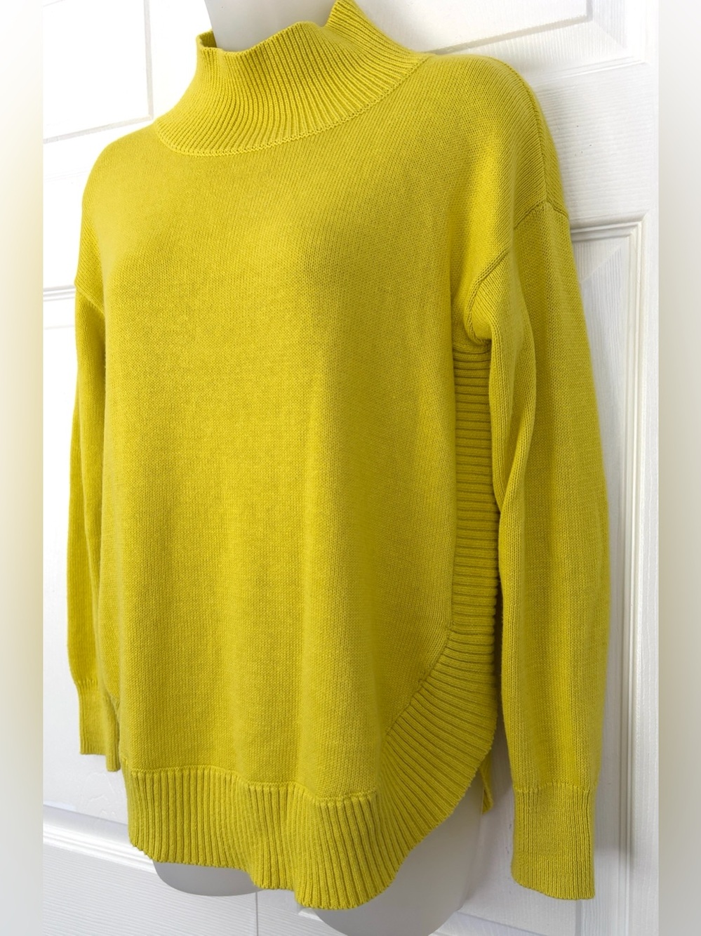 Zaket & Plover Sweater Funnel Neck Cashmere Cotton Blend Sweater Yellow XS - Picture 2 of 13